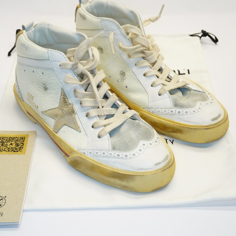 Golden Goose - Mid Star Leather Sneakers, White, Multiple Sizes, New W COA, Bag